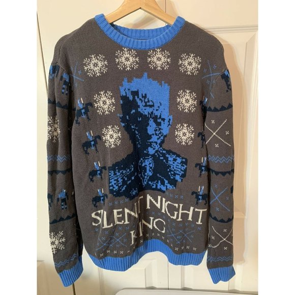 Game of Thrones Silent Night King Ugly Christmas Sweater‎ Size M Men Gray… - Picture 1 of 9